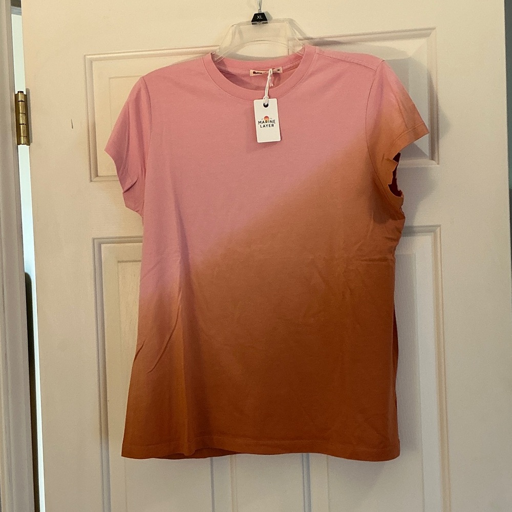 Marine Layer Swing Crew Tee Pink Brown Dip Dye NWT Medium